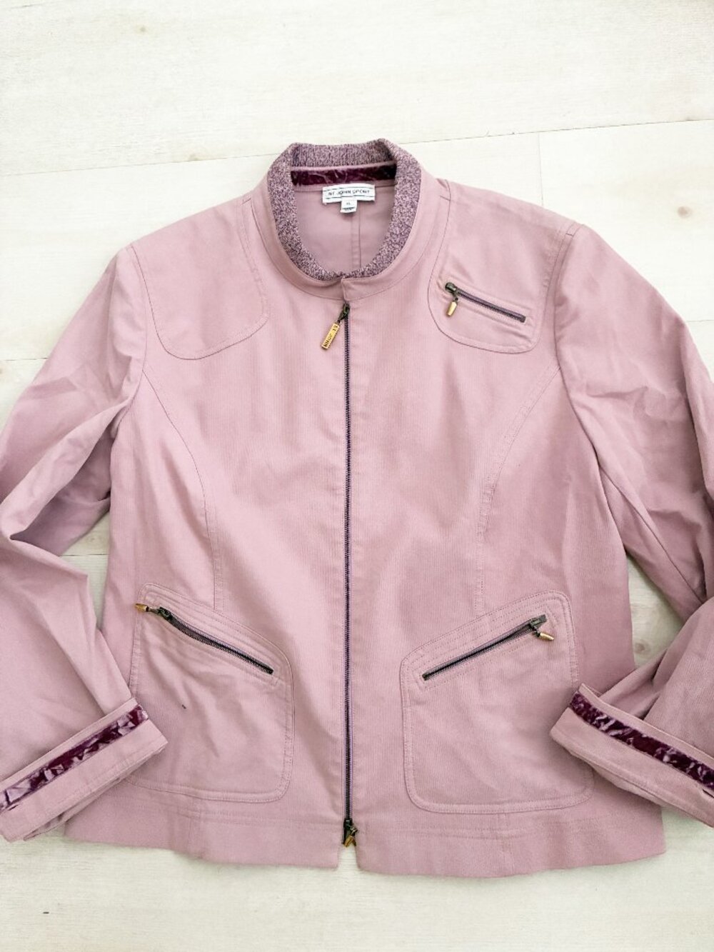 St John Sport Vintage Women's Mauve Pink Bomber Jacket Size XL